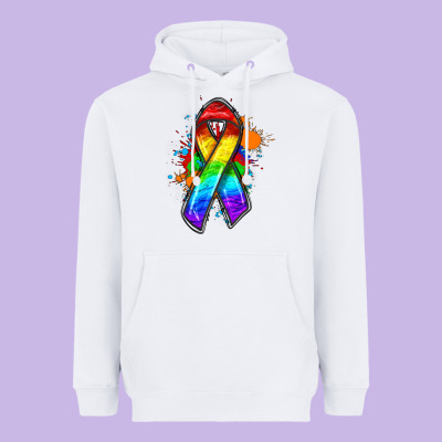 Pride Ribbon Heavyweight Hoodie Designed By Fadigitalartstudio