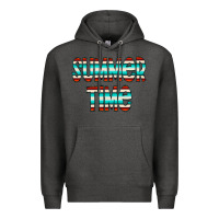 Charcoal Heather summer time serape doodle Premium Hoodie - CowCowDesign