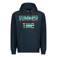 Navy summer time serape doodle Premium Hoodie - CowCowDesign