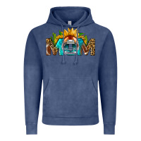 Vintage Denim Football Mom Sunflower Leopard Vintage Hoodie - BundleAndBundleShop