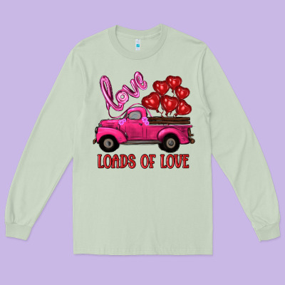 Valentine's Day Loads Of Love Turck With Balloons Long Sleeve Tee Designed By Ranaportraitstore