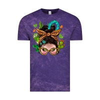 Cloud Purple Western  Messy Bun With Cactus Vintage Tee - BundleAndBundleShop