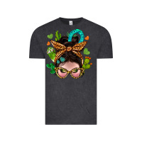 Vintage Black Western  Messy Bun With Cactus Vintage Tee - BundleAndBundleShop