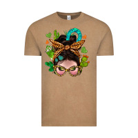 Vintage Coffee Western  Messy Bun With Cactus Vintage Tee - BundleAndBundleShop