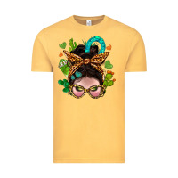 Vintage Mustard Western  Messy Bun With Cactus Vintage Tee - BundleAndBundleShop
