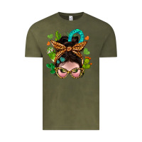 Vintage Olive Western  Messy Bun With Cactus Vintage Tee - BundleAndBundleShop