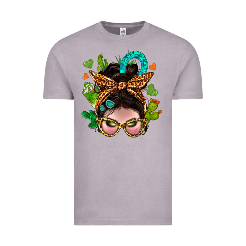 Western  Messy Bun With Cactus Vintage Tee by BundleAndBundleShop | Teevron