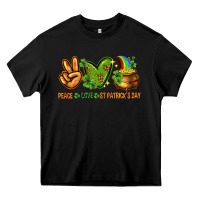Black peace love st patricks day Heavy Core Tee - NancyCooperArtShop