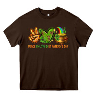 Chocolate Brown peace love st patricks day Heavy Core Tee - NancyCooperArtShop