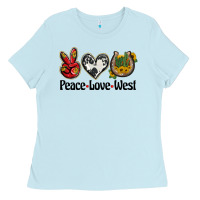 Baby Blue peace love west Ladies Tee - BarkalooDesign