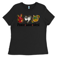 Black peace love west Ladies Tee - BarkalooDesign