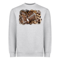 Heather Grey Football background leopard Heavyweight Sweatshirt - NancyCooperArtShop