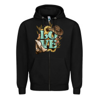 Black Love boots hat western Cowboy Zipper Hoodie - HowdyJamesFarm
