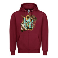 Burgundy Love boots hat western Cowboy Zipper Hoodie - HowdyJamesFarm