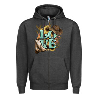 Charcoal Heather Love boots hat western Cowboy Zipper Hoodie - HowdyJamesFarm
