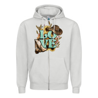 Dove Grey Love boots hat western Cowboy Zipper Hoodie - HowdyJamesFarm