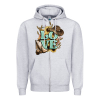 Heather Grey Love boots hat western Cowboy Zipper Hoodie - HowdyJamesFarm