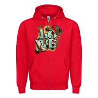 Red Love boots hat western Cowboy Zipper Hoodie - HowdyJamesFarm