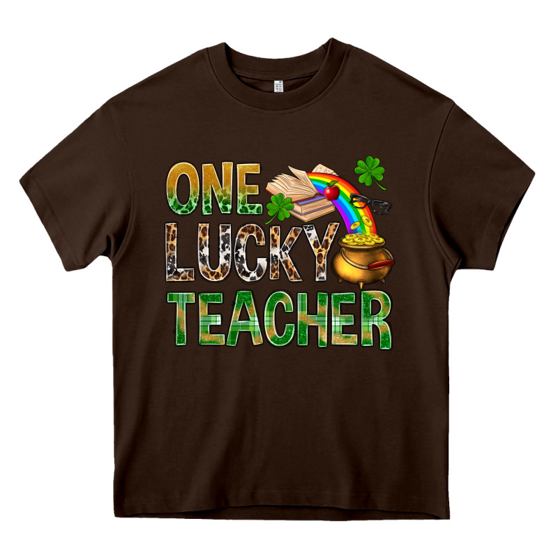 One Lucky Teacher St Patricks Heavy Core Tee by NancyCooperArtShop | Teevron