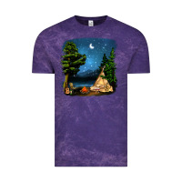 Cloud Purple Night Glamping Camp With Wine Vintage Tee - BundleAndBundleShop