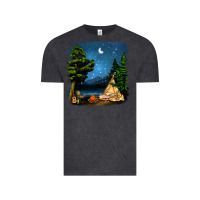 Vintage Black Night Glamping Camp With Wine Vintage Tee - BundleAndBundleShop