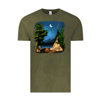 Vintage Olive Night Glamping Camp With Wine Vintage Tee - BundleAndBundleShop