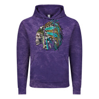Cloud Purple western indian headdress with skull Vintage Hoodie - RanaPortraitStore