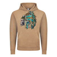 Vintage Coffee western indian headdress with skull Vintage Hoodie - RanaPortraitStore