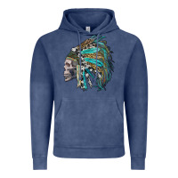 Vintage Denim western indian headdress with skull Vintage Hoodie - RanaPortraitStore