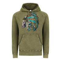 Vintage Olive western indian headdress with skull Vintage Hoodie - RanaPortraitStore