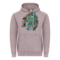 Western Indian Headdress With Skull Vintage Hoodie | Teevron