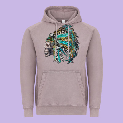 Western Indian Headdress With Skull Vintage Hoodie Designed By Ranaportraitstore