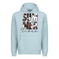 Blue Mist Summer Vibes Brown White Cowhide Premium Hoodie - CowCowDesign
