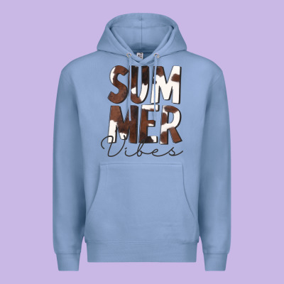 Summer Vibes Brown White Cowhide Premium Hoodie Designed By Cowcowdesign