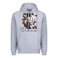 Heather Grey Summer Vibes Brown White Cowhide Premium Hoodie - CowCowDesign