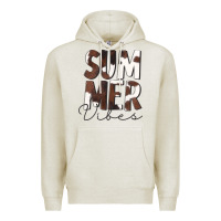 Oatmeal Heather Summer Vibes Brown White Cowhide Premium Hoodie - CowCowDesign