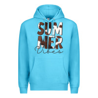 Ocean Blue Summer Vibes Brown White Cowhide Premium Hoodie - CowCowDesign