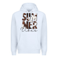 White Summer Vibes Brown White Cowhide Premium Hoodie - CowCowDesign