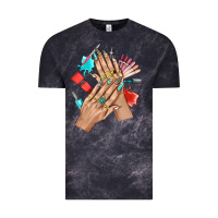 Cloud Black Western Nail Art With Nail Material Bbs Vintage Tee - BundleAndBundleShop