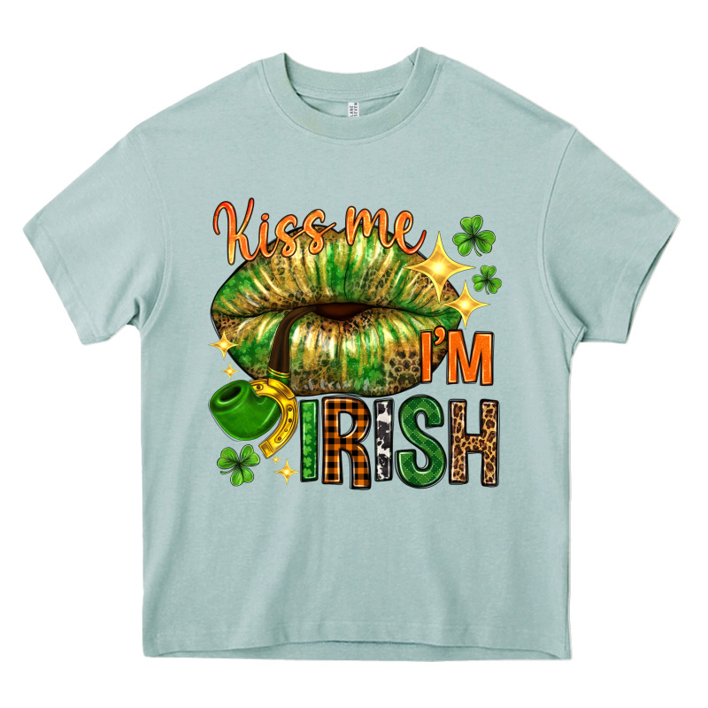 Kiss Me Im Irish With Lip Heavy Core Tee by NancyCooperArtShop | Teevron