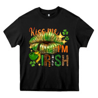 Black kiss me im irish with lip Heavy Core Tee - NancyCooperArtShop