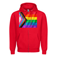Red Pride flag Zipper Hoodie - CowGirlArtShop