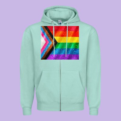 Pride Flag Zipper Hoodie Designed By Cowgirlartshop