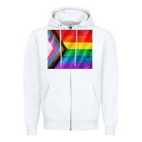 White Pride flag Zipper Hoodie - CowGirlArtShop