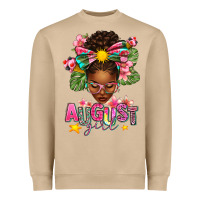 Mushroom August Girl Afro Woman Summer Heavyweight Sweatshirt - texasbilliewilder