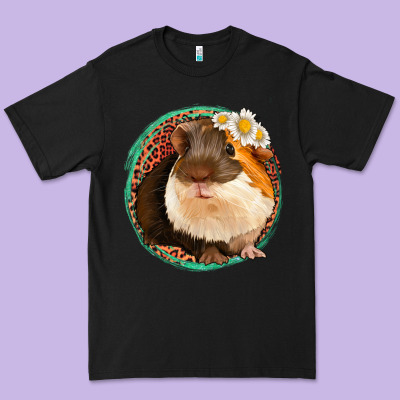 Floral Leopard Guinea Pigs Premium Tee Designed By Jasminsmagicworld