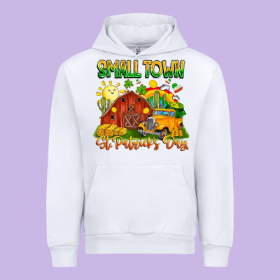 Small Town St Patrick's Day Urban Hoodie Designed By Cowhidedigitalart