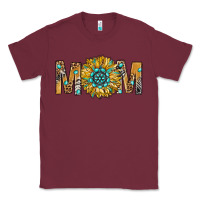 Burgundy Western Mom With Gemstone And Sunflower Classic Tee - BundleAndBundleShop