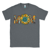 Charcoal Heather Western Mom With Gemstone And Sunflower Classic Tee - BundleAndBundleShop