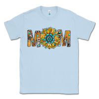 Dusty Blue Western Mom With Gemstone And Sunflower Classic Tee - BundleAndBundleShop